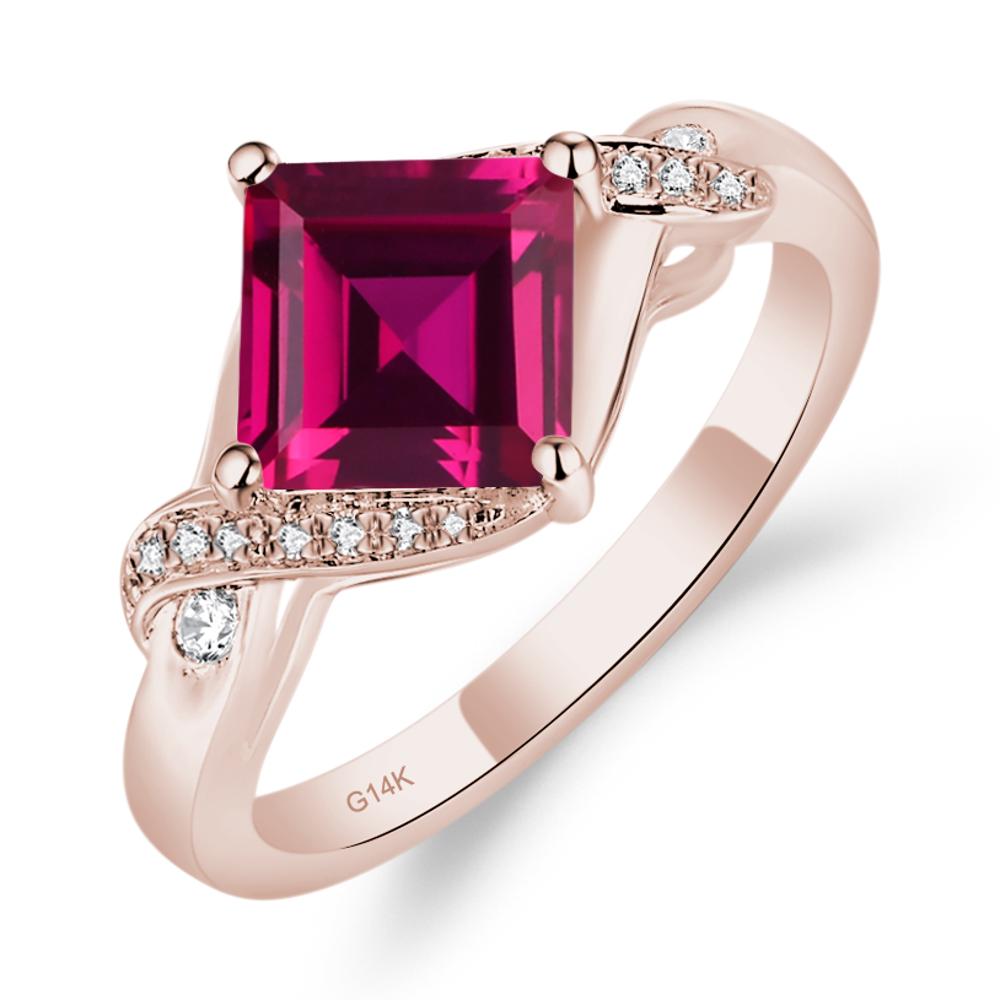 Ruby Kite Set Square Cut Ring - LUO Jewelry #metal_14k rose gold
