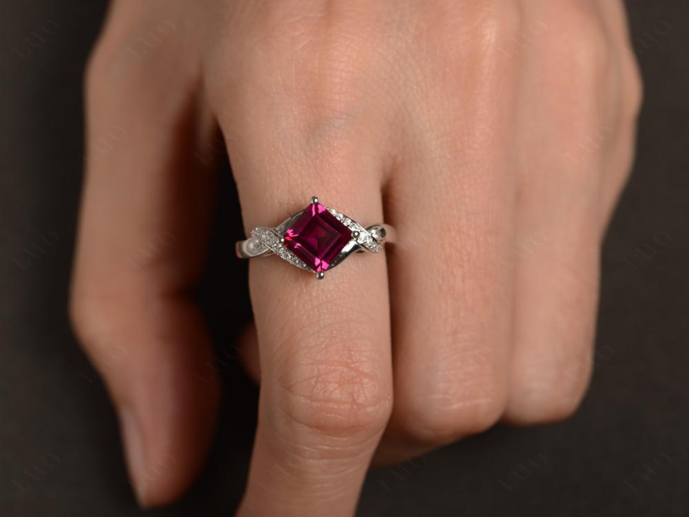 Ruby Kite Set Square Cut Ring - LUO Jewelry