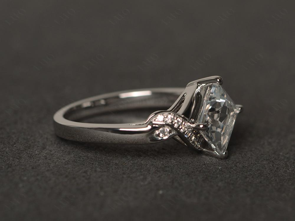White Topaz Kite Set Princess Cut Ring - LUO Jewelry