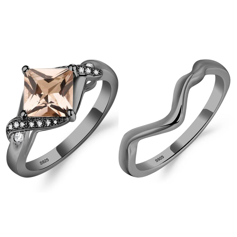 Morganite Kite Set Princess Cut Ring - LUO Jewelry #metal_xxxxx