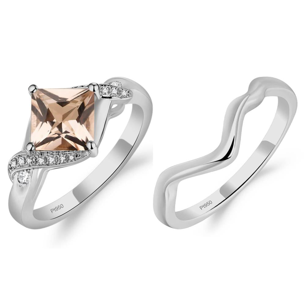 Morganite Kite Set Princess Cut Ring - LUO Jewelry #metal_xxxxx