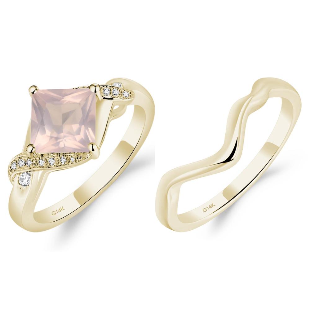 Rose Quartz Twisted Promise Ring - LUO Jewelry #metal_xxxxx