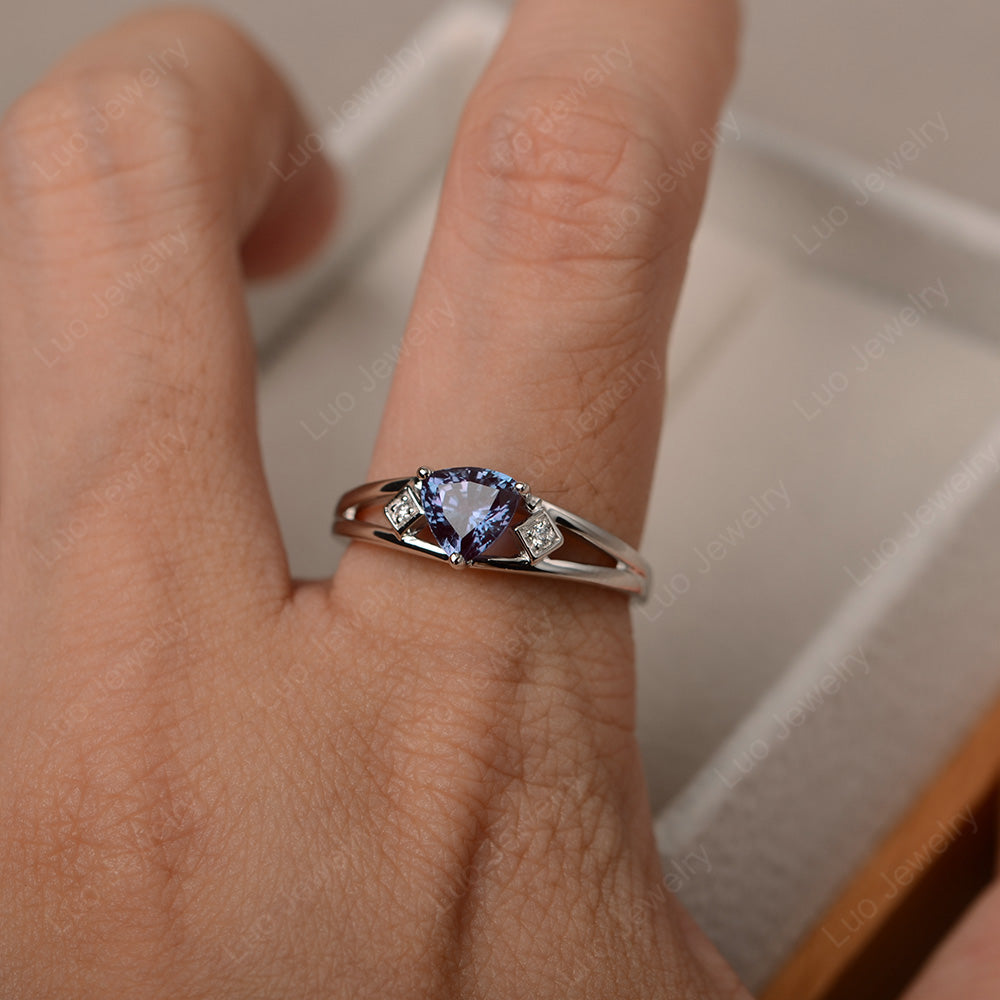 Trillion Cut Alexandrite Engagement Ring - LUO Jewelry