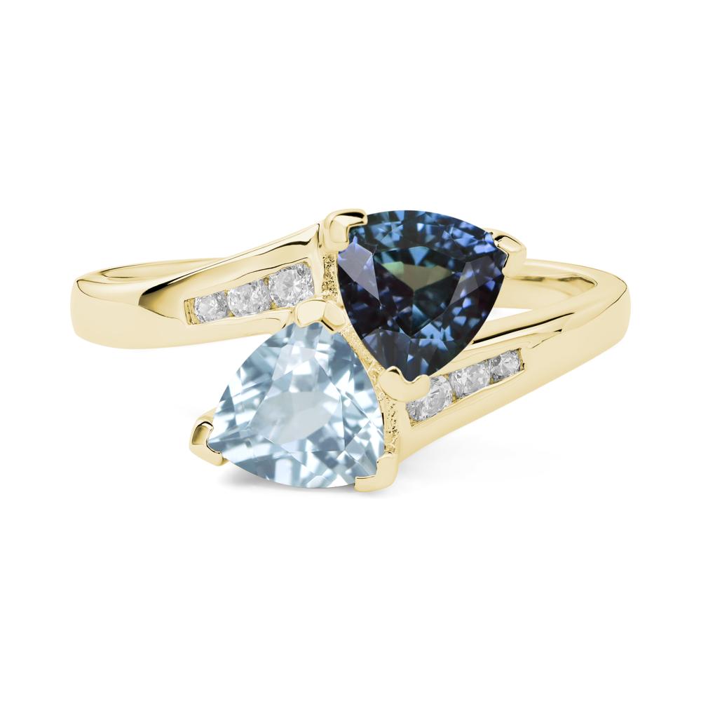 Alexandrite and Aquamarine Bypass Ring - LUO Jewelry #metal_18k yellow gold