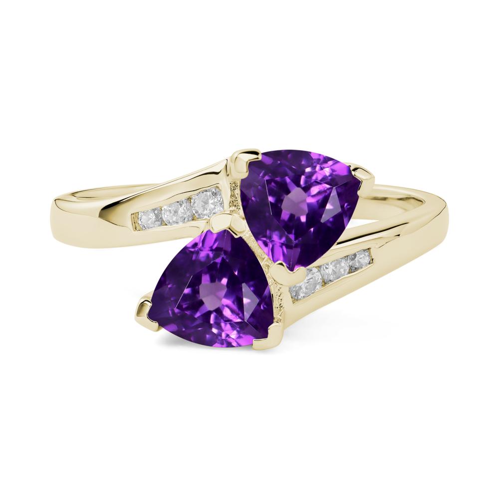 2 Stone Amethyst Mothers Ring - LUO Jewelry #metal_14k yellow gold