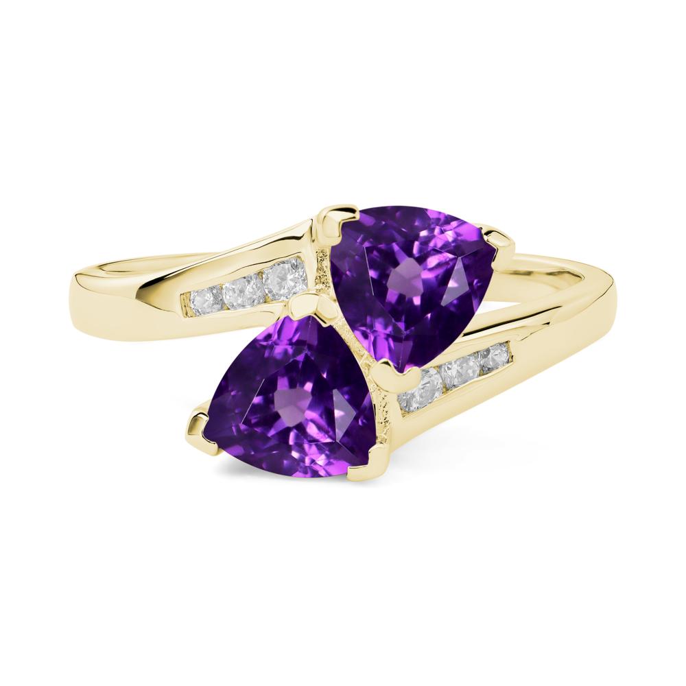 2 Stone Amethyst Mothers Ring - LUO Jewelry #metal_18k yellow gold