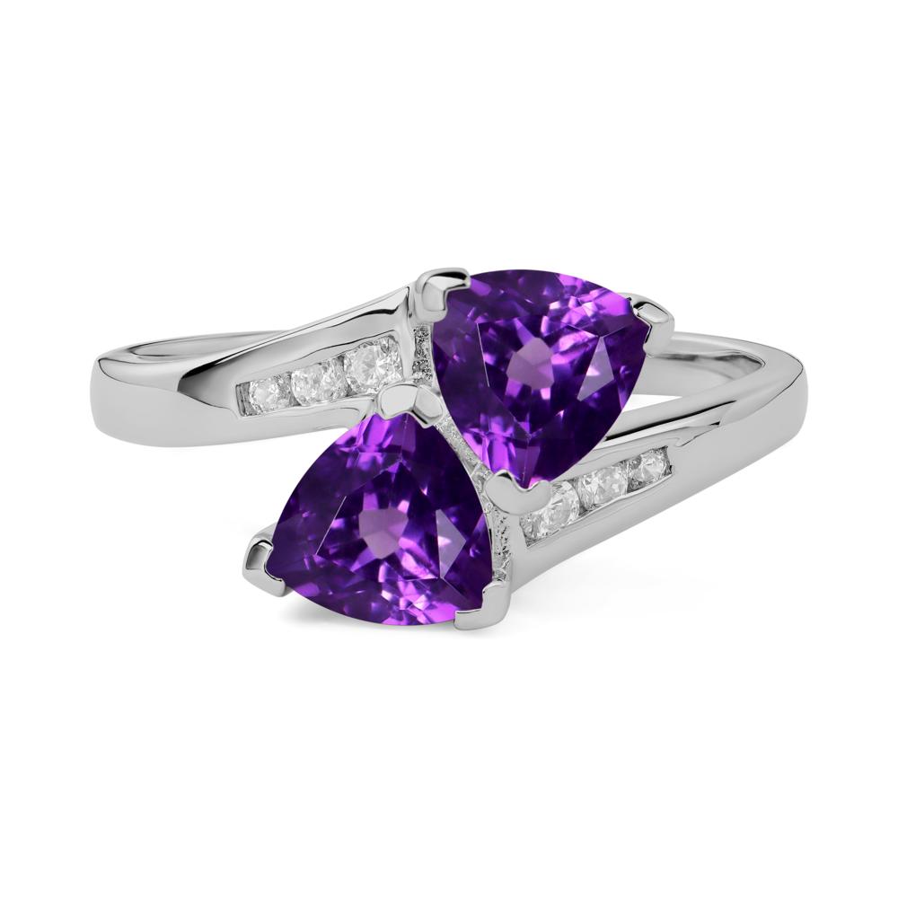 2 Stone Amethyst Mothers Ring - LUO Jewelry #metal_platinum