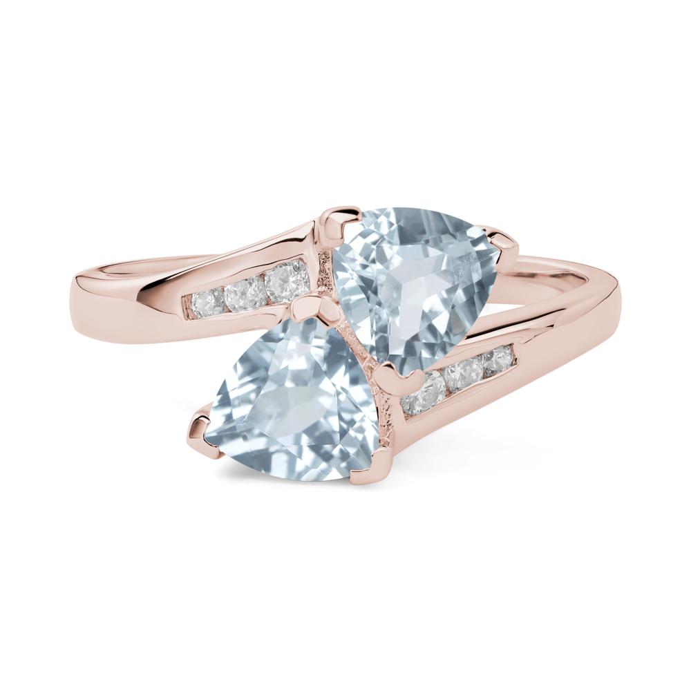 2 Stone Aquamarine Mothers Ring - LUO Jewelry #metal_14k rose gold