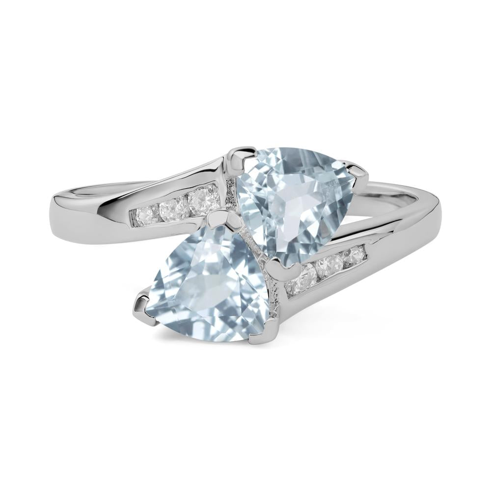 2 Stone Aquamarine Mothers Ring - LUO Jewelry #metal_platinum
