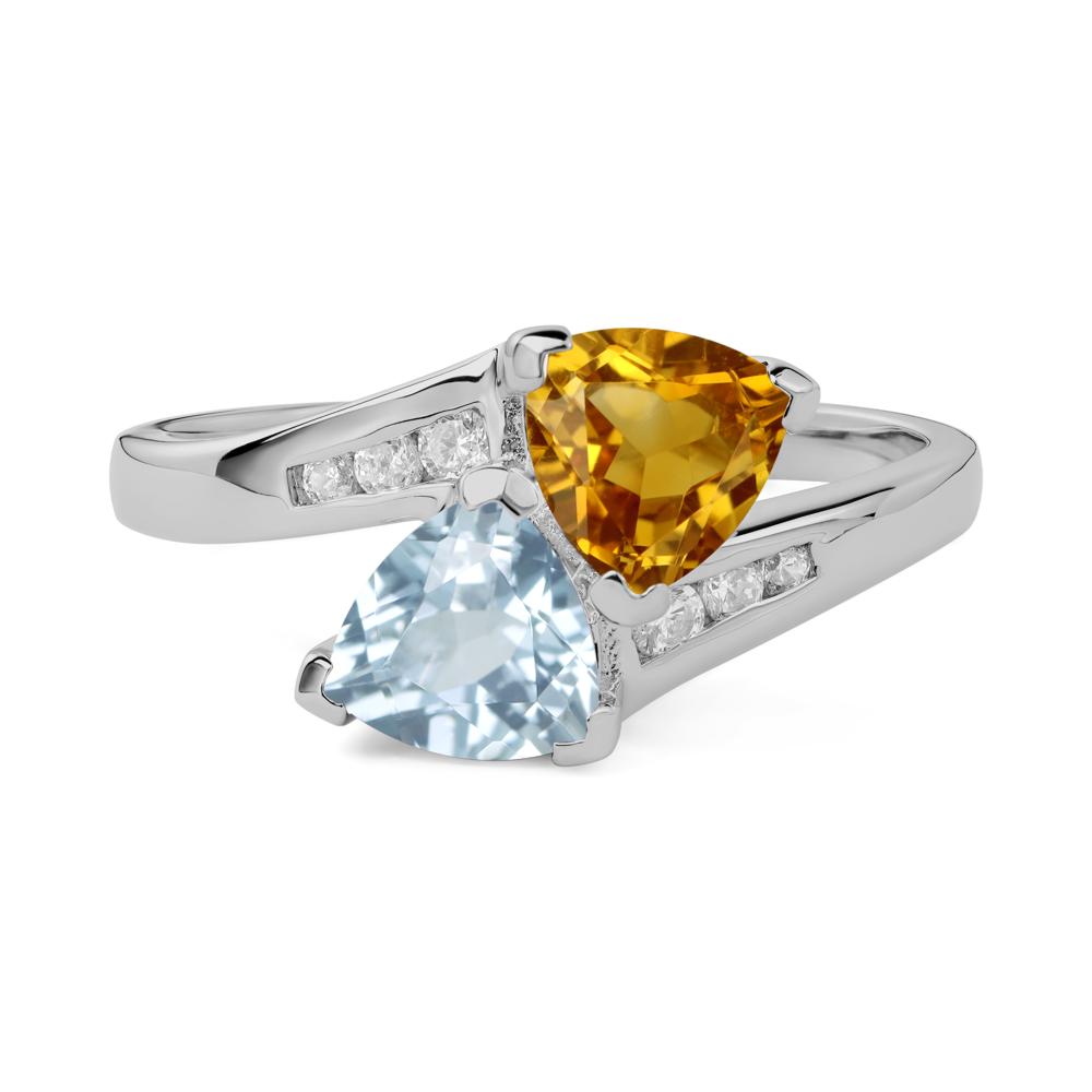 Citrine and Aquamarine Ring - LUO Jewelry #metal_platinum
