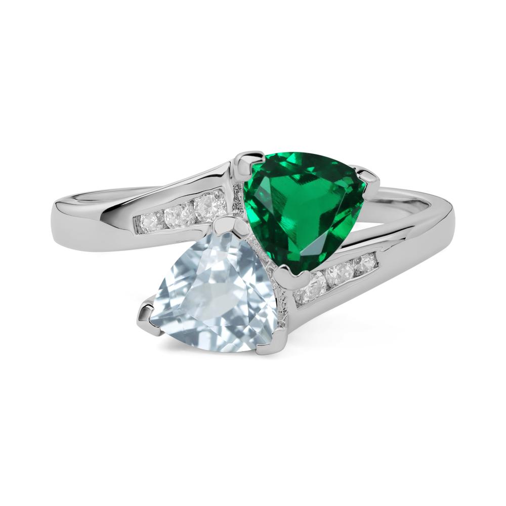 Aquamarine and Emerald Ring - LUO Jewelry #metal_platinum