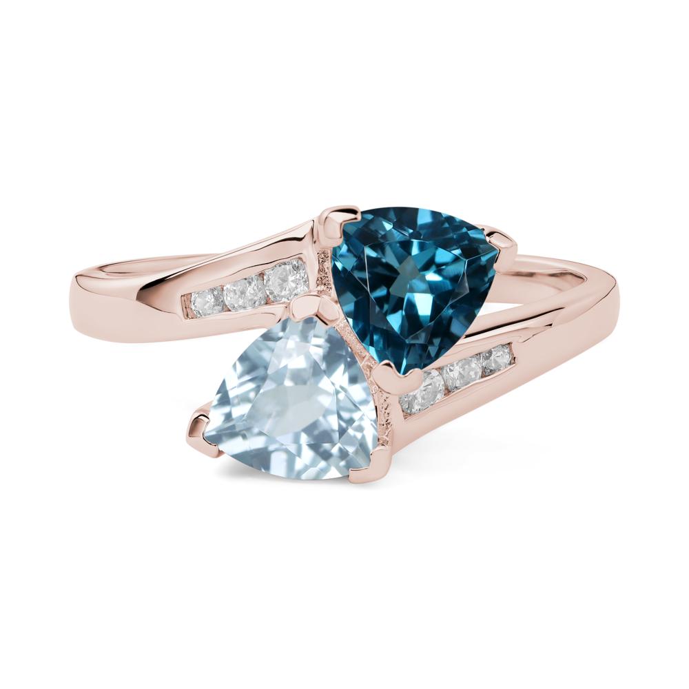 London Blue Topaz and Aquamarine Ring - LUO Jewelry #metal_14k rose gold