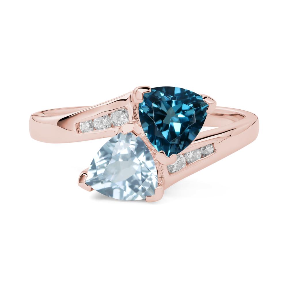 London Blue Topaz and Aquamarine Ring - LUO Jewelry #metal_18k rose gold