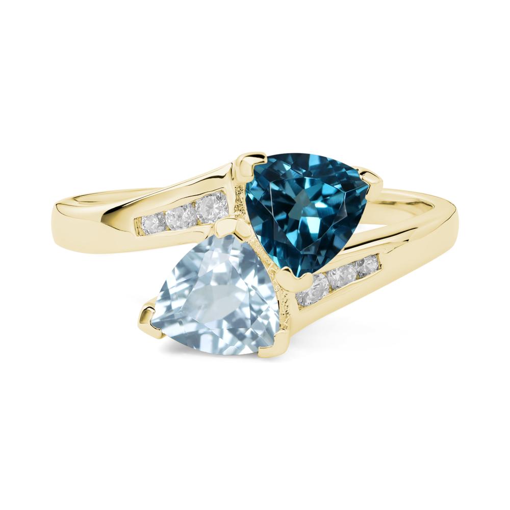 London Blue Topaz and Aquamarine Ring - LUO Jewelry #metal_18k yellow gold