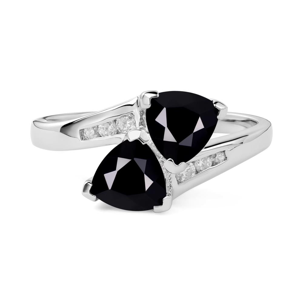 Black Spinel Bypass Ring - LUO Jewelry #metal_14k white gold