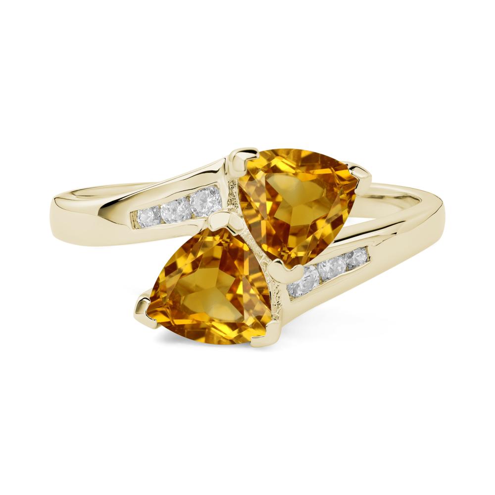 Citrine Two Stone Bypass Ring - LUO Jewelry #metal_14k yellow gold