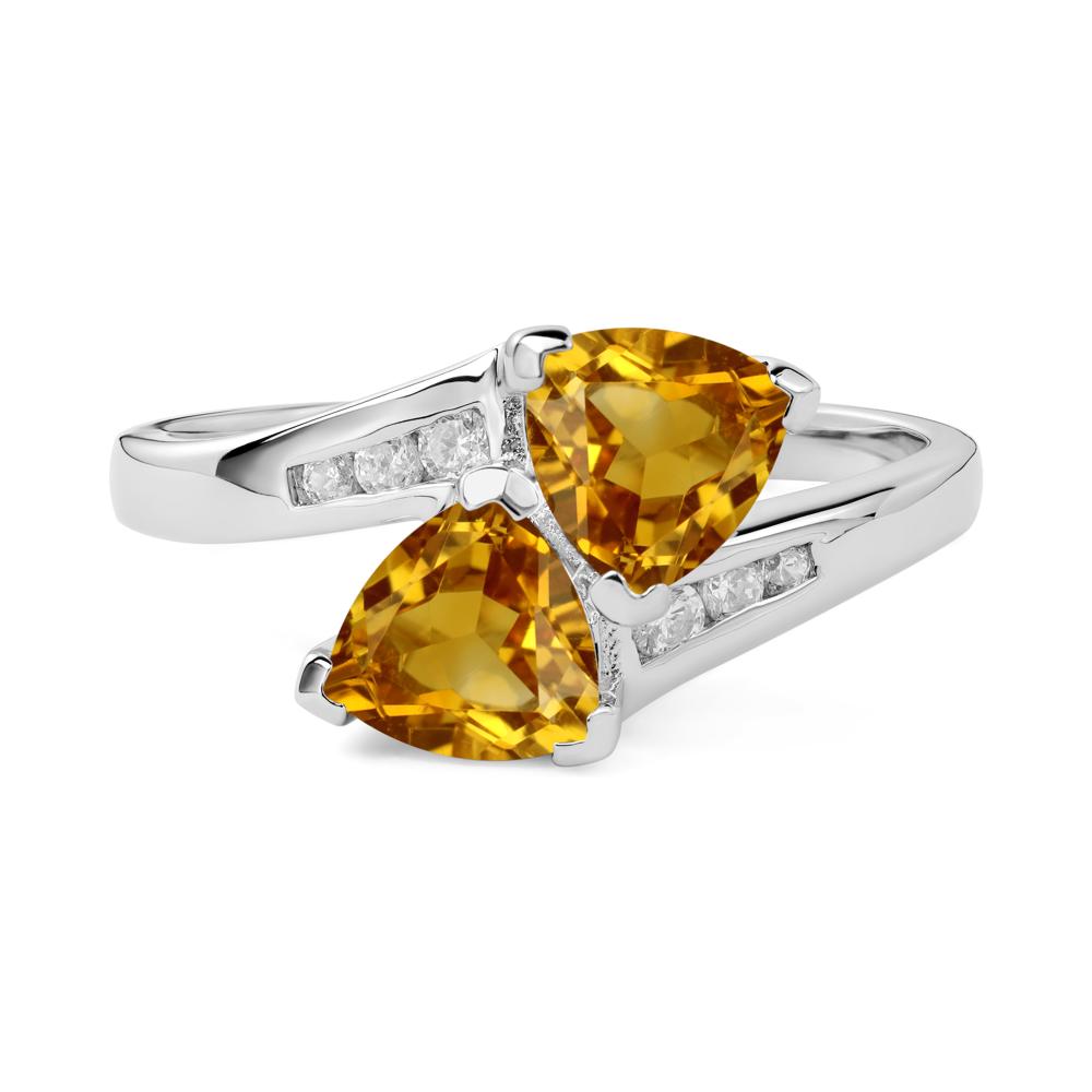 Citrine Two Stone Bypass Ring - LUO Jewelry #metal_18k white gold