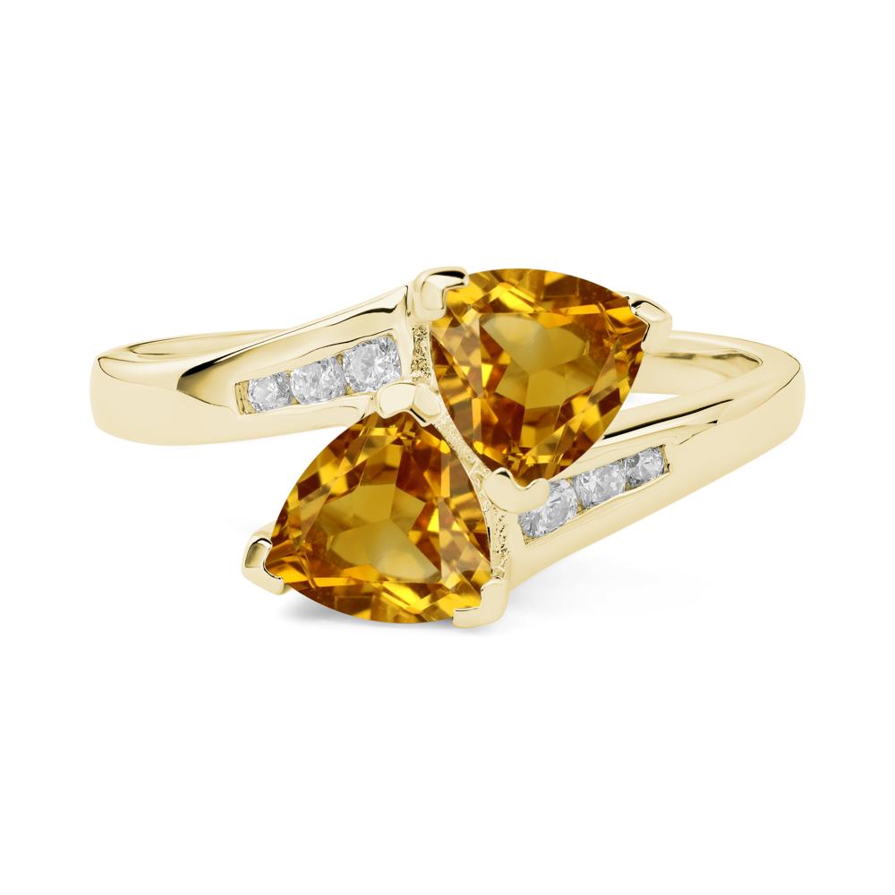 Citrine Two Stone Bypass Ring - LUO Jewelry #metal_18k yellow gold