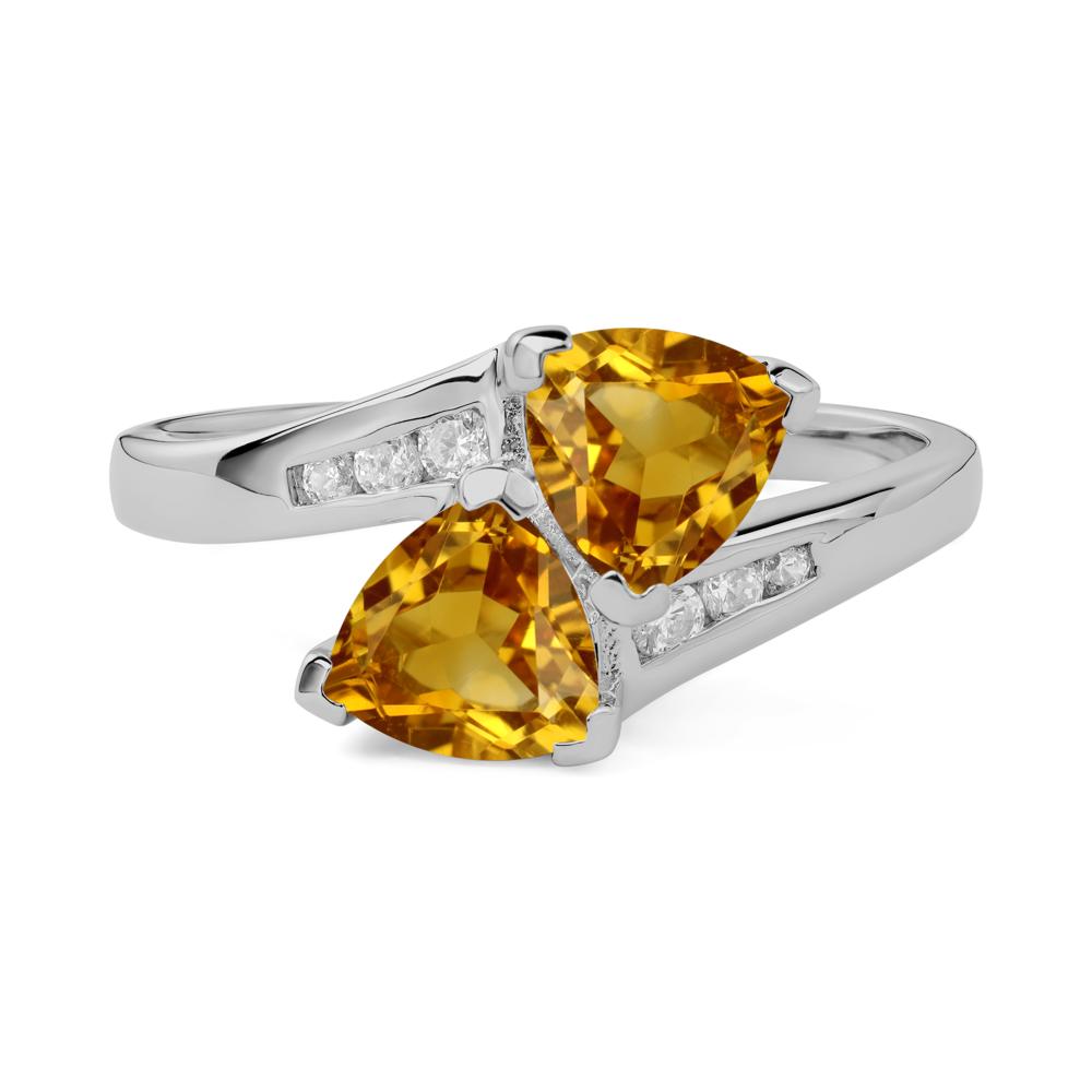 Citrine Two Stone Bypass Ring - LUO Jewelry #metal_platinum