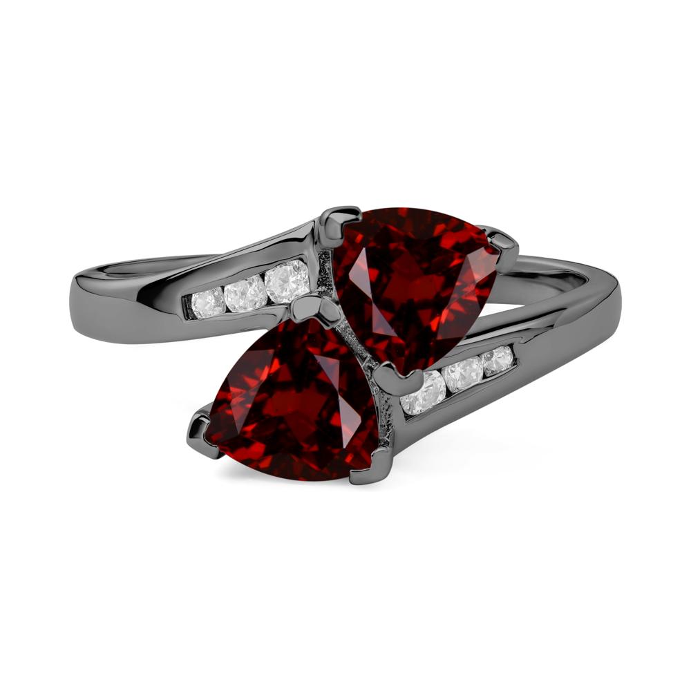 Garnet Two Stone Bypass Ring - LUO Jewelry #metal_black finish sterling silver