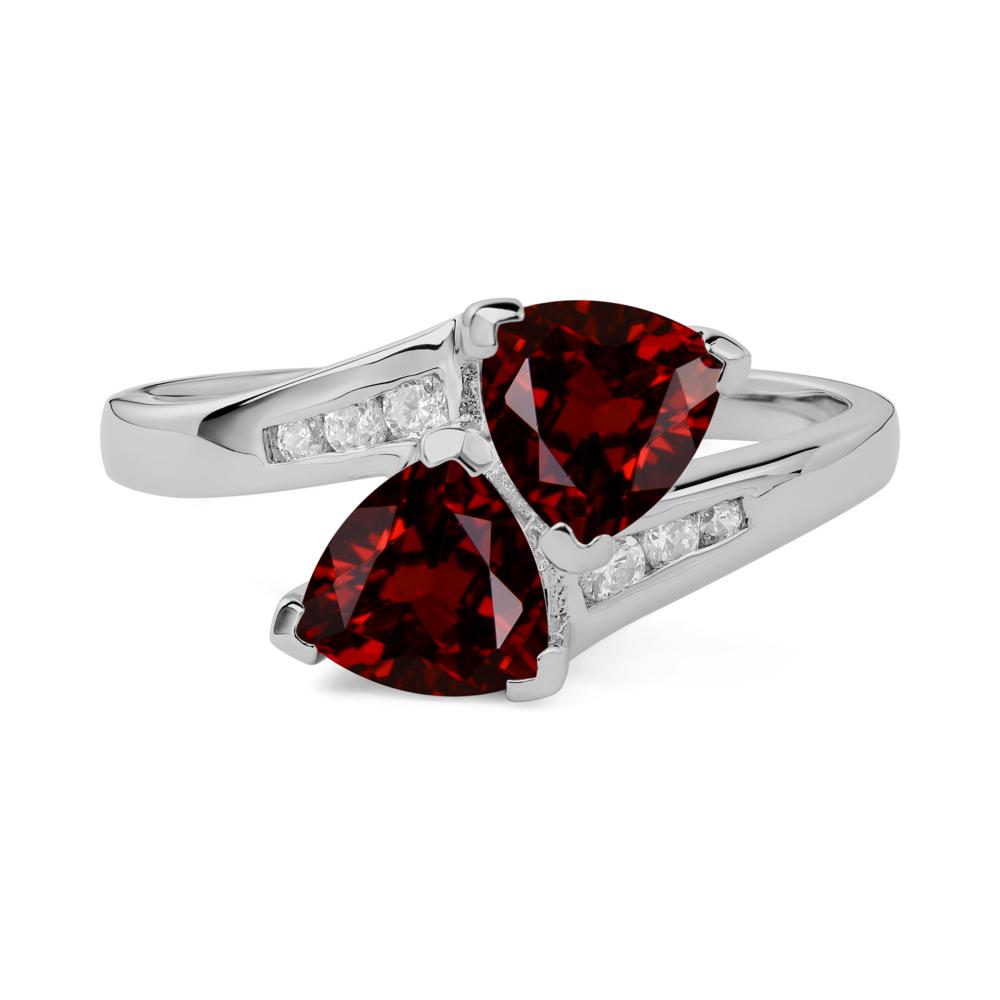 Garnet Two Stone Bypass Ring - LUO Jewelry #metal_platinum