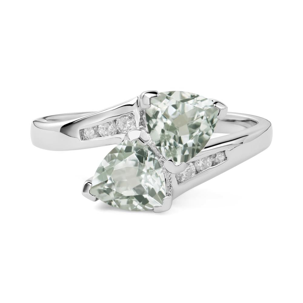Green Amethyst Bypass Ring - LUO Jewelry #metal_14k white gold