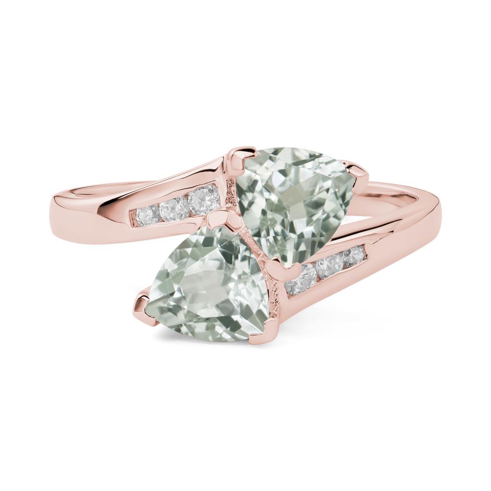 Green Amethyst Bypass Ring - LUO Jewelry #metal_18k rose gold