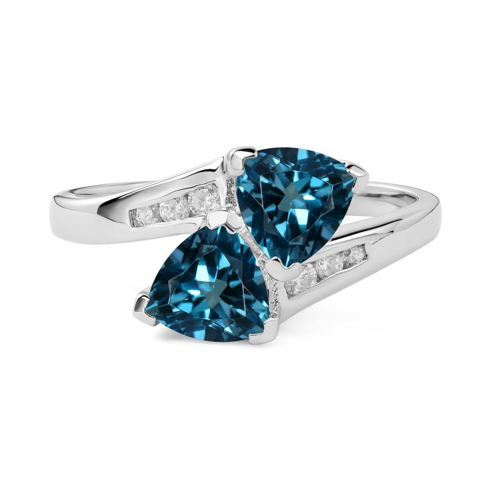 London Blue Topaz Two Stone Bypass Ring - LUO Jewelry #metal_14k white gold