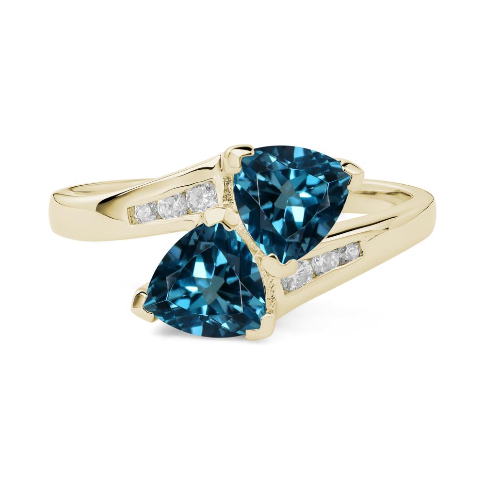 London Blue Topaz Two Stone Bypass Ring - LUO Jewelry #metal_14k yellow gold