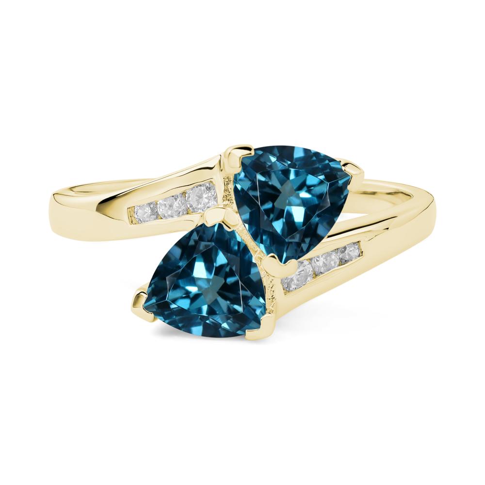 London Blue Topaz Two Stone Bypass Ring - LUO Jewelry #metal_18k yellow gold
