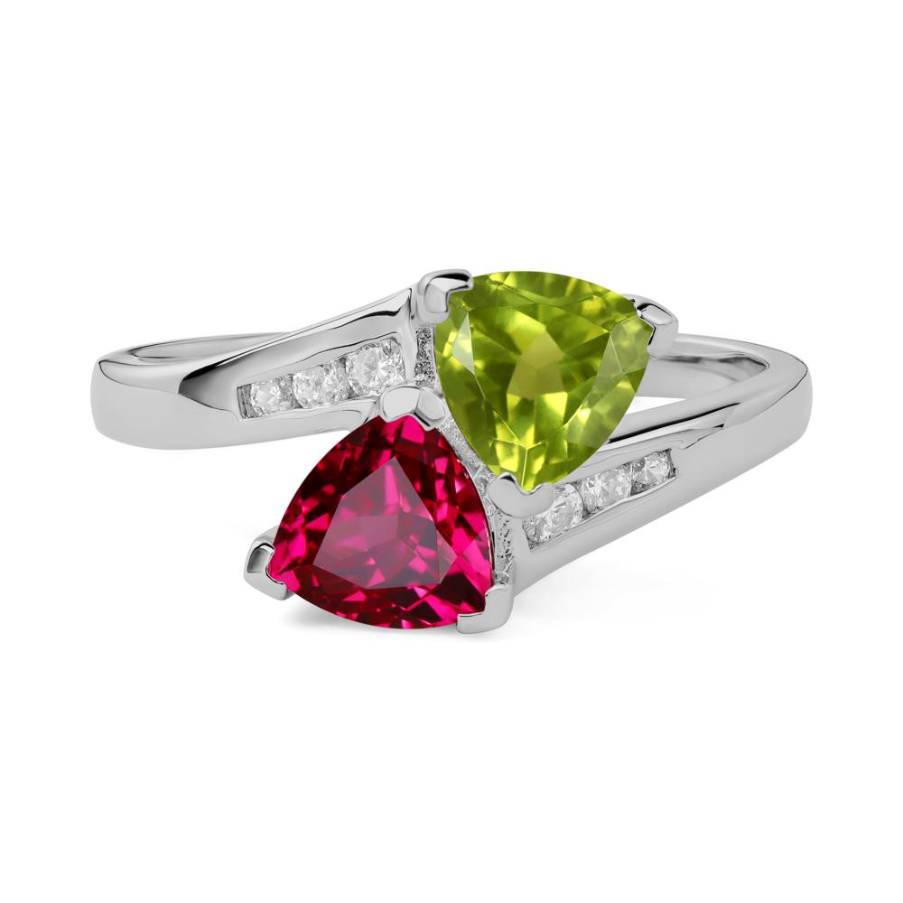 Ruby and Peridot Ring - LUO Jewelry #metal_platinum