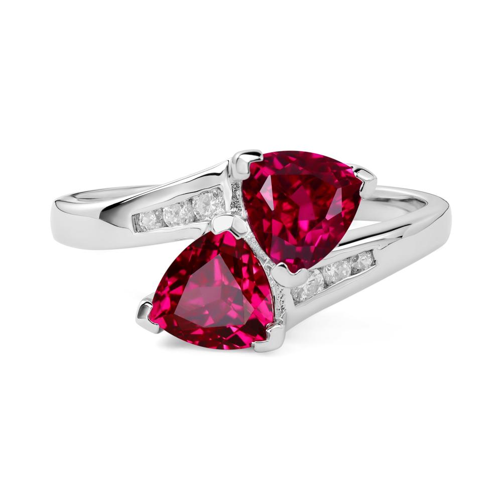 2 Stone Ruby Mothers Ring - LUO Jewelry #metal_18k white gold