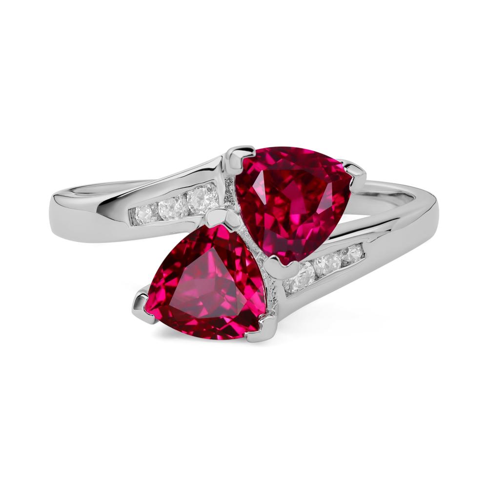 2 Stone Ruby Mothers Ring - LUO Jewelry #metal_platinum
