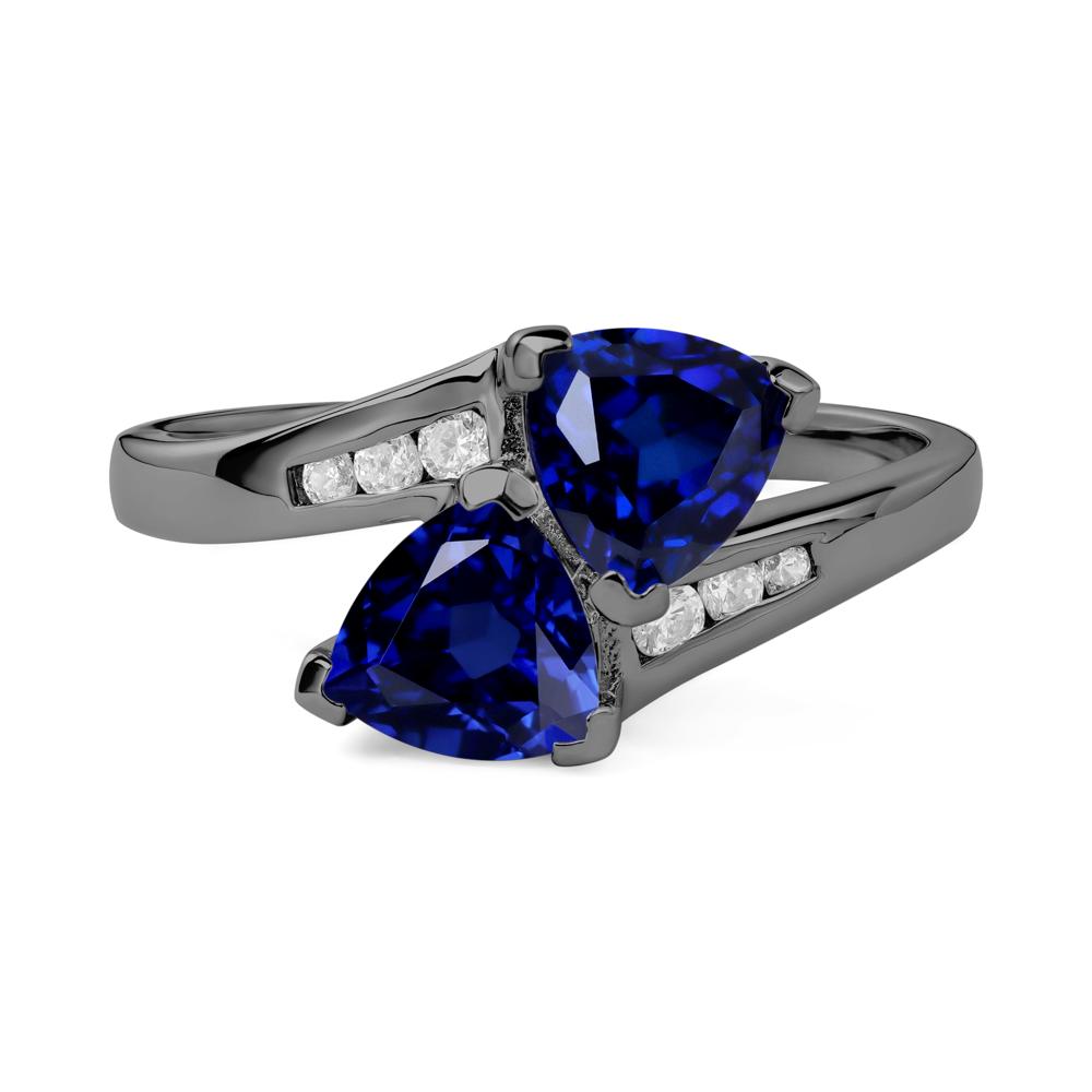 Sapphire Bypass Ring - LUO Jewelry #metal_black finish sterling silver