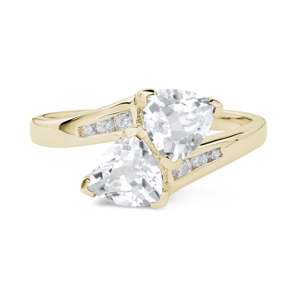 White Topaz Two Stone Bypass Ring - LUO Jewelry #metal_14k yellow gold