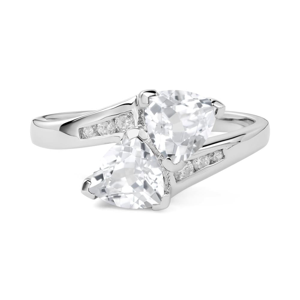 White Topaz Two Stone Bypass Ring - LUO Jewelry #metal_18k white gold