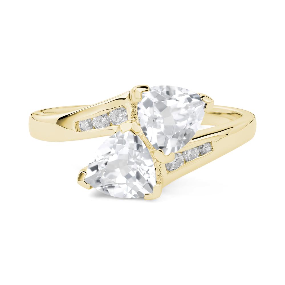 White Topaz Two Stone Bypass Ring - LUO Jewelry #metal_18k yellow gold