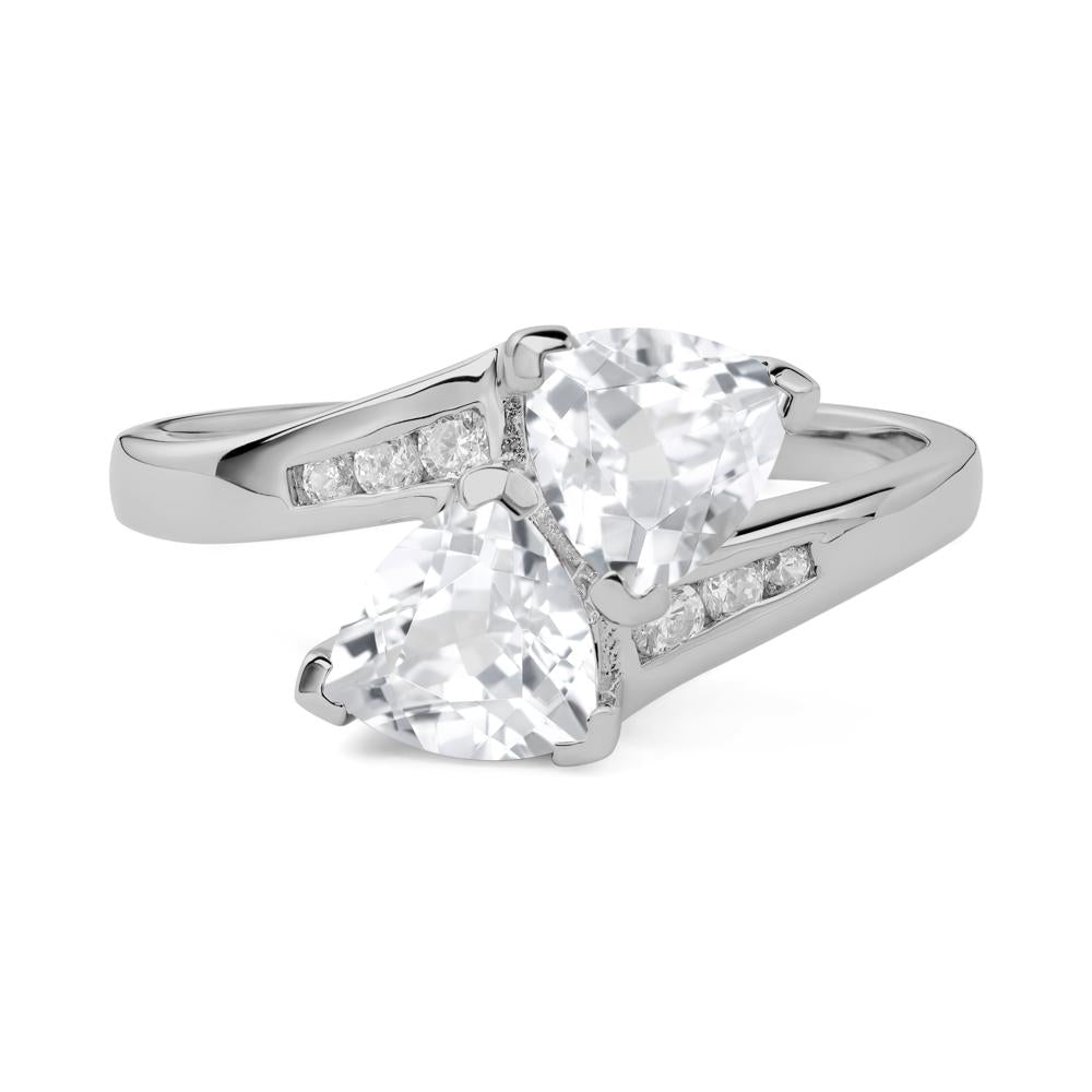 White Topaz Two Stone Bypass Ring - LUO Jewelry #metal_platinum