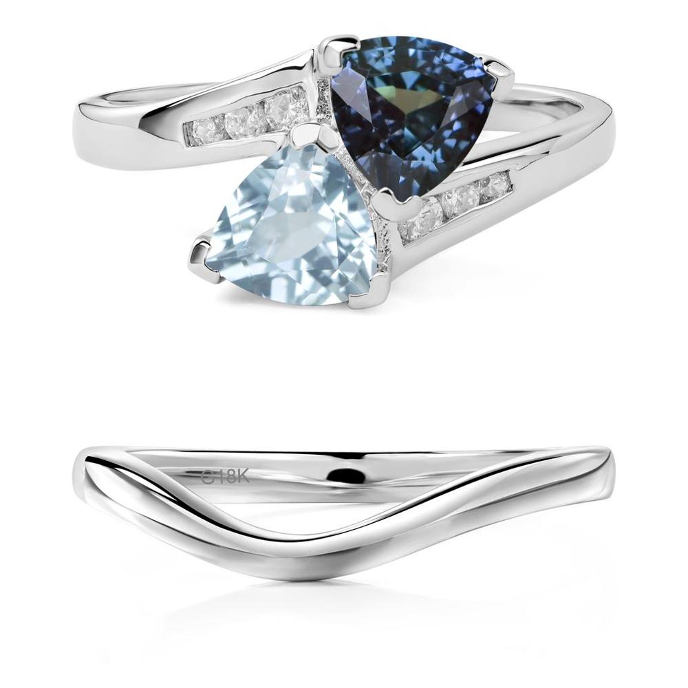 Alexandrite and Aquamarine Bypass Ring - LUO Jewelry #metal_xxxxx