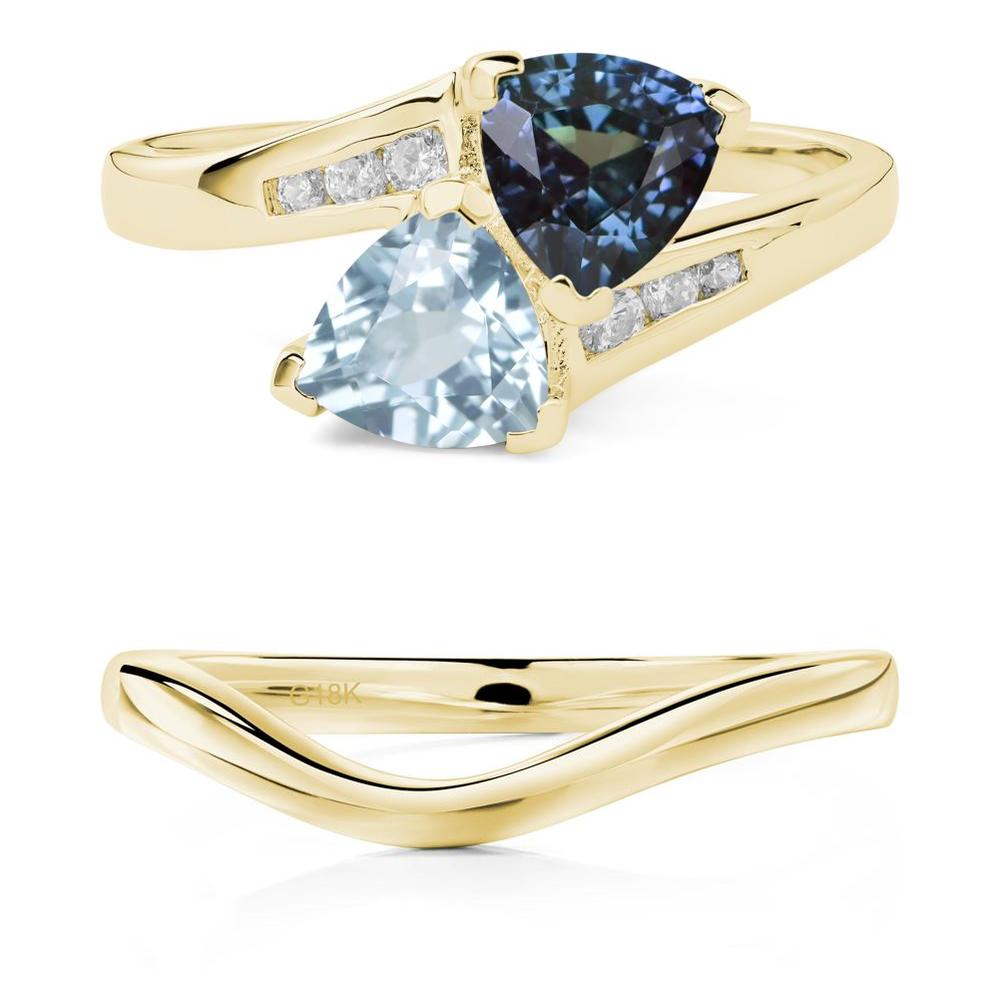 Alexandrite and Aquamarine Bypass Ring - LUO Jewelry #metal_xxxxx