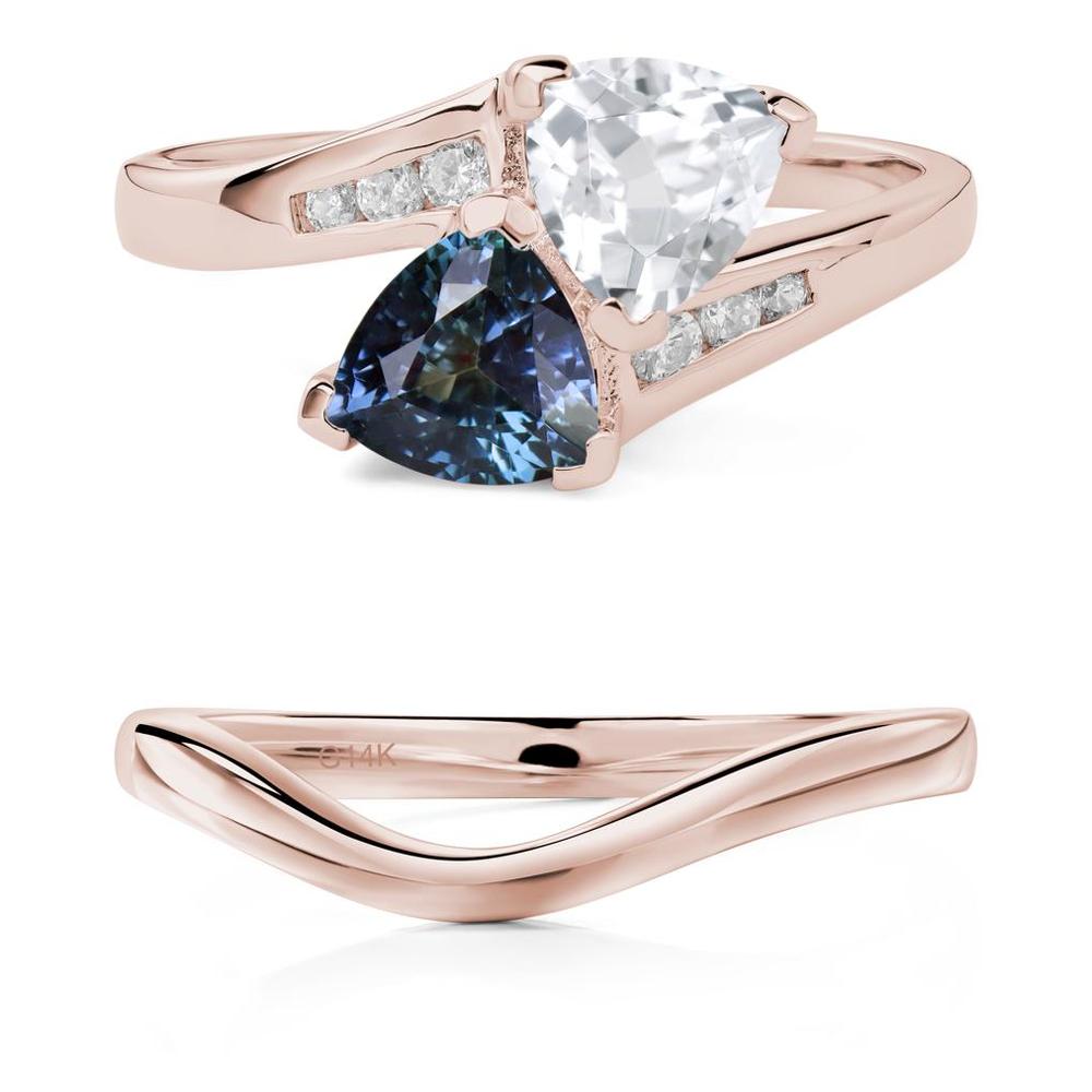 Alexandrite and White Topaz Two Stone Bypass Ring - LUO Jewelry #metal_xxxxx