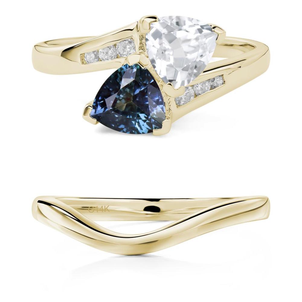 Alexandrite and White Topaz Two Stone Bypass Ring - LUO Jewelry #metal_xxxxx