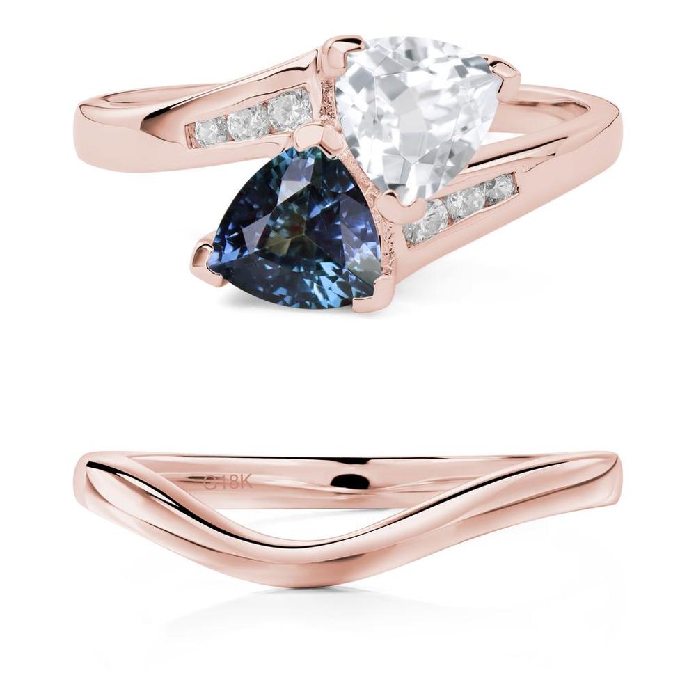 Alexandrite and White Topaz Two Stone Bypass Ring - LUO Jewelry #metal_xxxxx