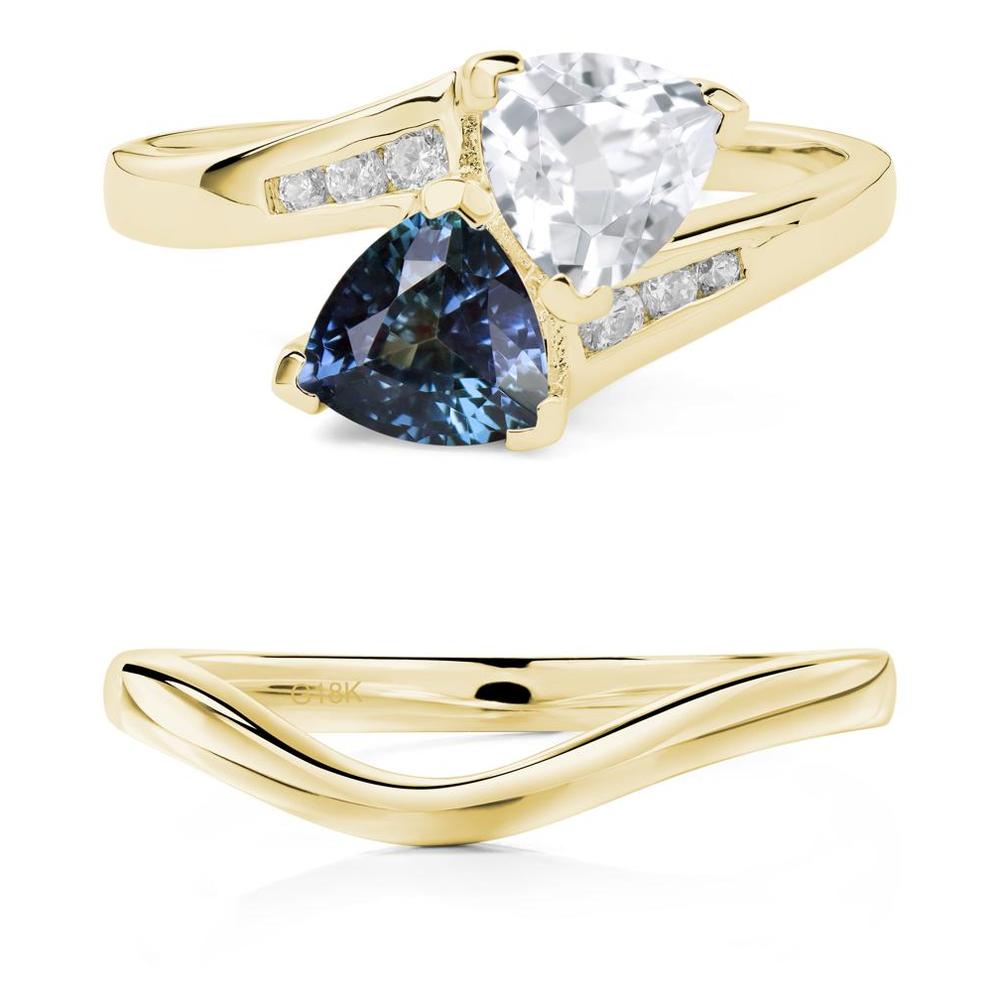 Alexandrite and White Topaz Two Stone Bypass Ring - LUO Jewelry #metal_xxxxx