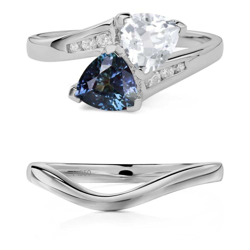 Alexandrite and White Topaz Two Stone Bypass Ring - LUO Jewelry #metal_xxxxx