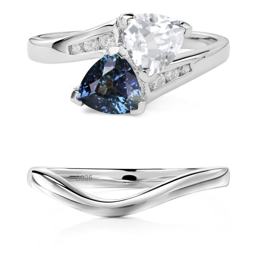 Alexandrite and White Topaz Two Stone Bypass Ring - LUO Jewelry #metal_xxxxx