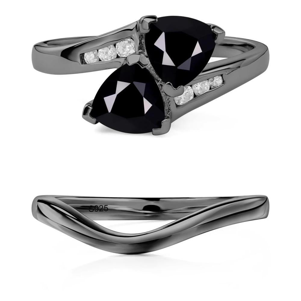 Black Spinel Bypass Ring - LUO Jewelry #metal_xxxxx
