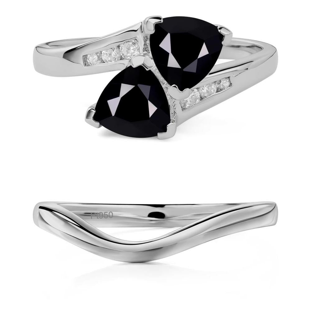 Black Spinel Bypass Ring - LUO Jewelry #metal_xxxxx