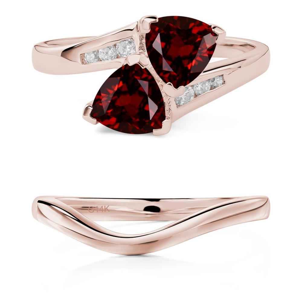 Garnet Two Stone Bypass Ring - LUO Jewelry #metal_xxxxx