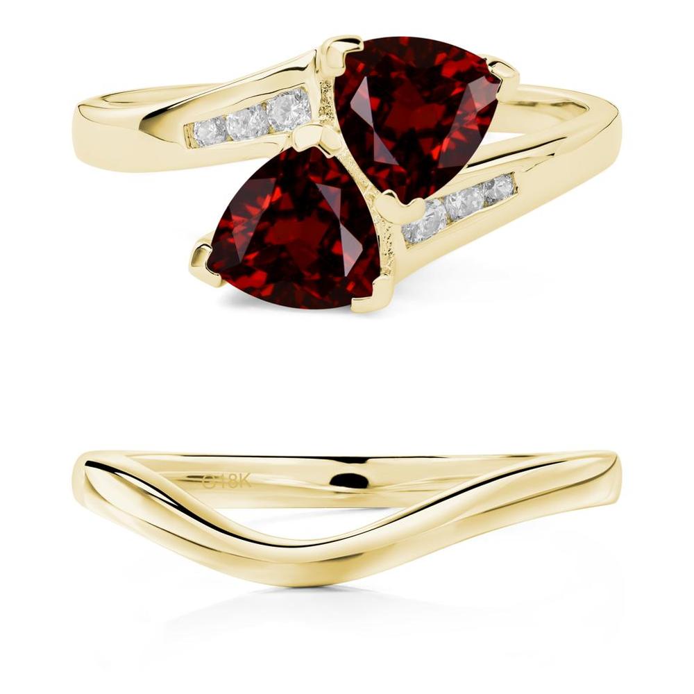 Garnet Two Stone Bypass Ring - LUO Jewelry #metal_xxxxx